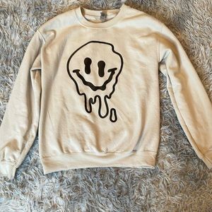 Melting Face Sweatshirt, Melted Happy Face Sweatshirt, Trendy Sweatshirt